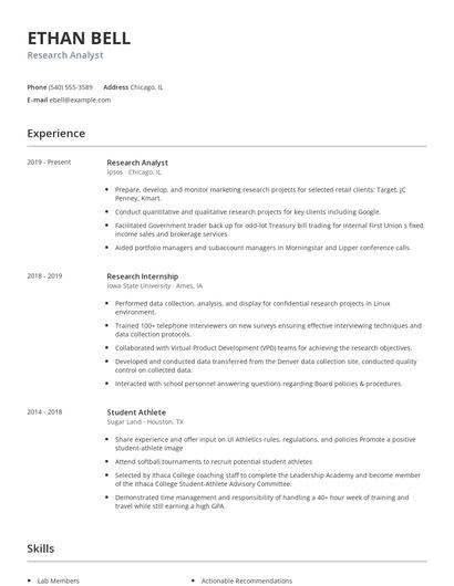 Research Analyst Resume