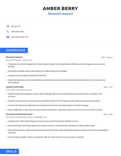 Research Analyst Resume