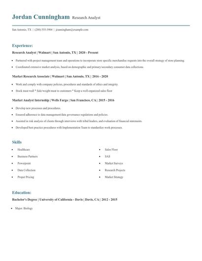 Research Analyst Resume