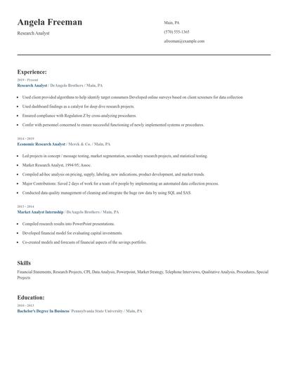Research Analyst Resume