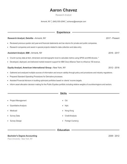 Research Analyst Resume