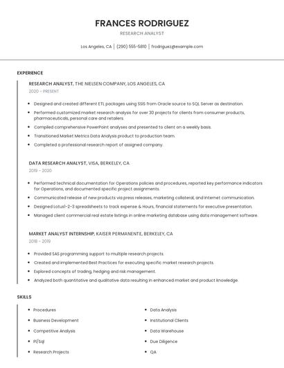 Research Analyst Resume