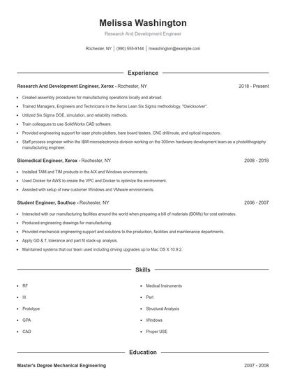 Resume example 1