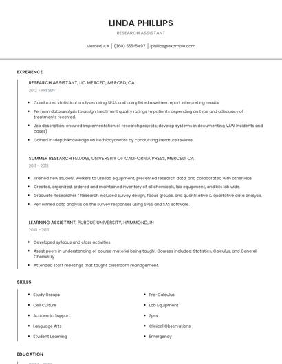 Research Assistant Resume