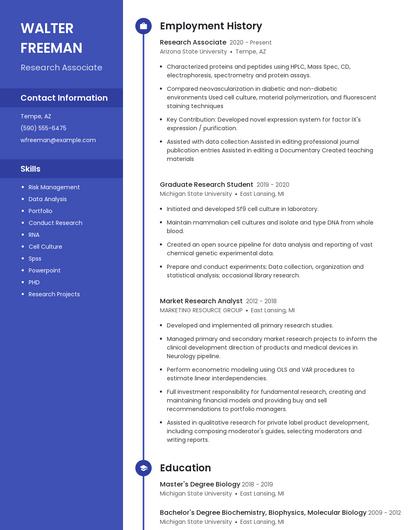 Research Associate Resume