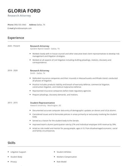 Research Attorney Resume