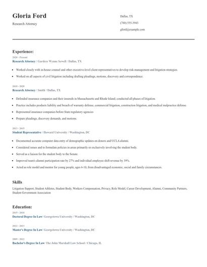 Research Attorney Resume