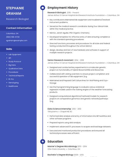 Research Biologist Resume