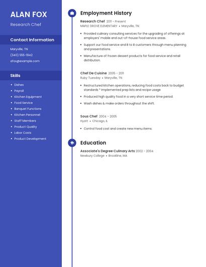 Research Chef Resume