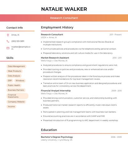 Research Consultant Resume