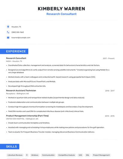 Research Consultant Resume
