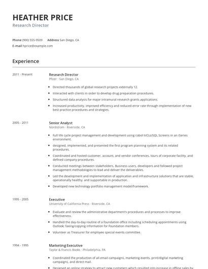 Research Director Resume