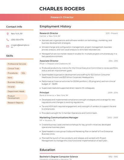 Research Director Resume