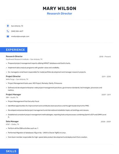 Research Director Resume