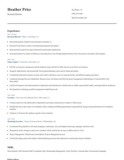 Research Director Resume