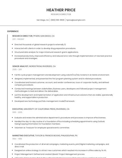 Research Director Resume