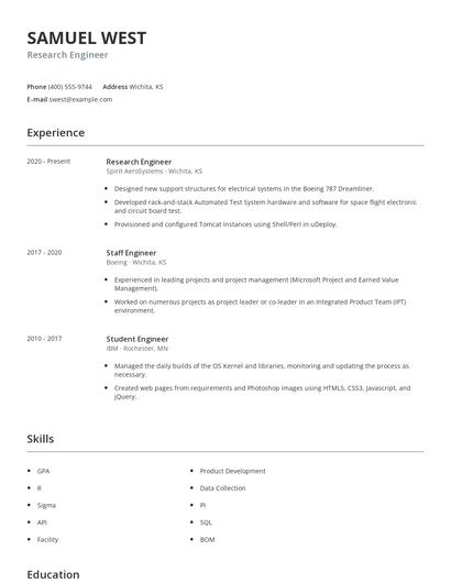 Research Engineer Resume