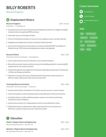 Research Engineer Resume