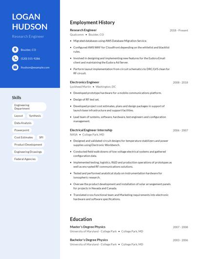 Research Engineer Resume