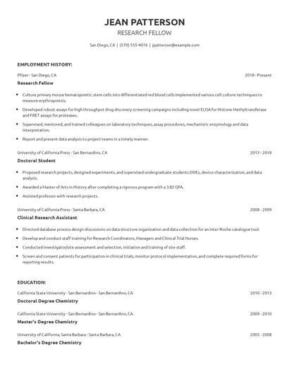 Research Fellow Resume