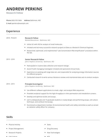 Research Fellow Resume