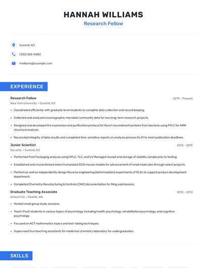 Research Fellow Resume