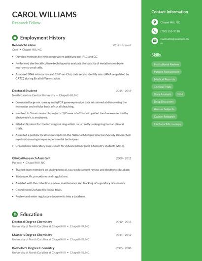 Research Fellow Resume