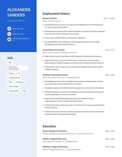 Research Fellow Resume