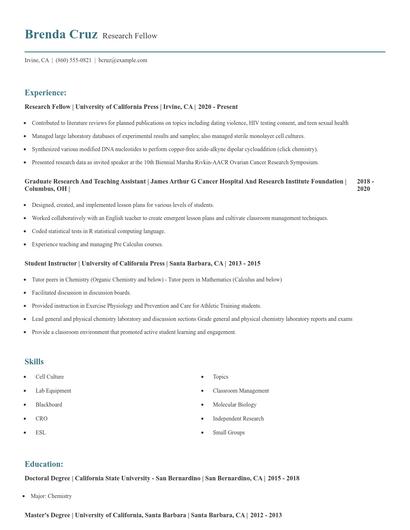 Research Fellow Resume