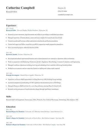 Research Fellow Resume