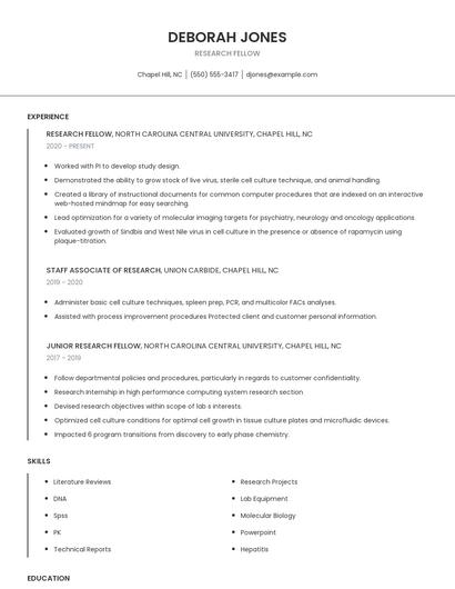 Research Fellow Resume