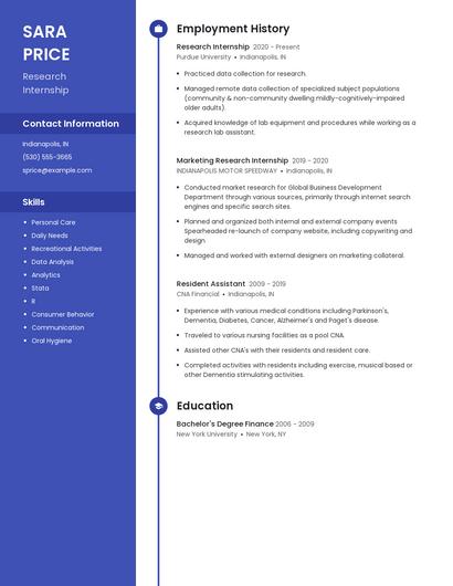 Research Internship Resume