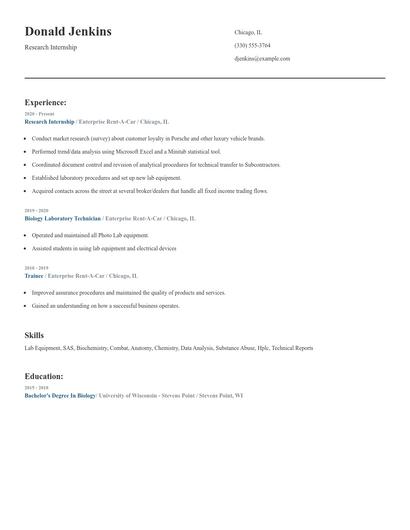 Research Internship Resume