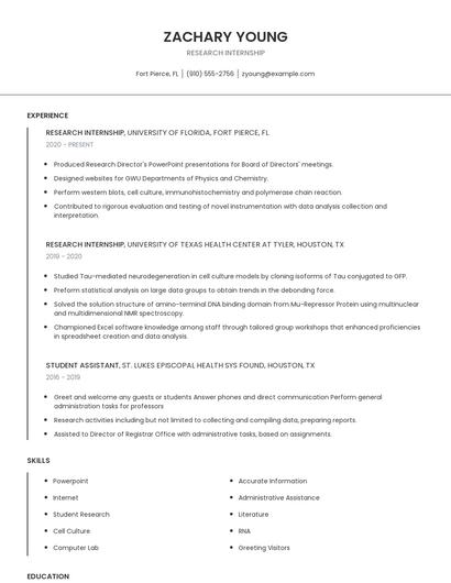 Research Internship Resume