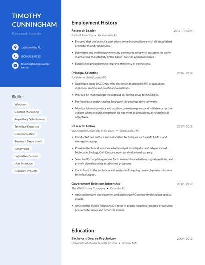 Research Leader Resume