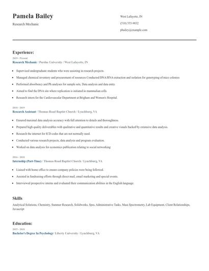 Research Mechanic Resume