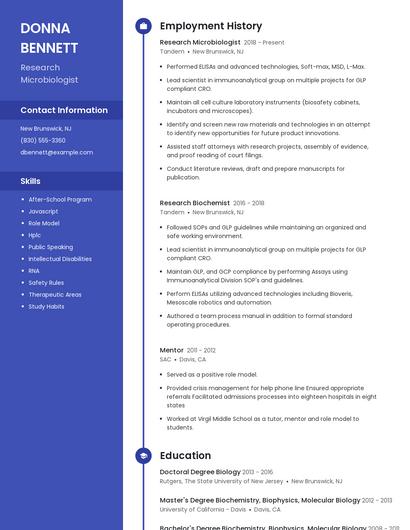 Research Microbiologist Resume