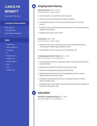 Research Nurse Resume