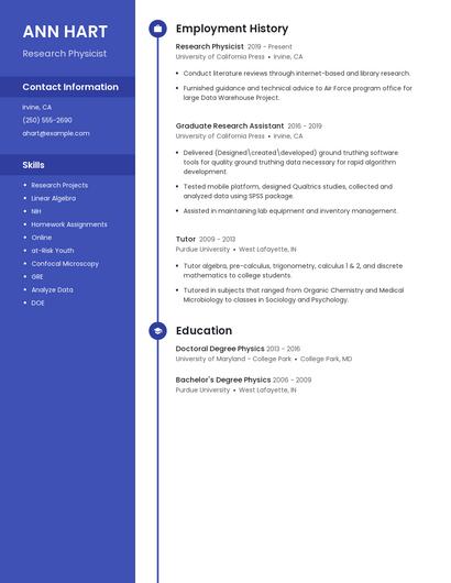 Research Physicist Resume