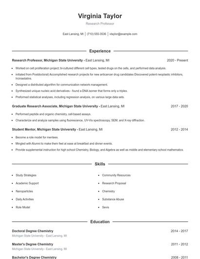 Research Professor Resume