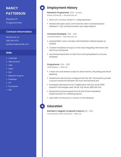 Research Programmer Resume