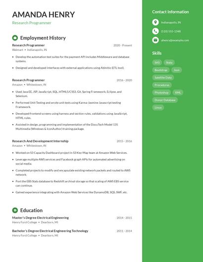 Research Programmer Resume