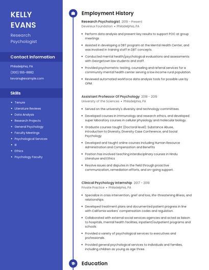 Research Psychologist Resume