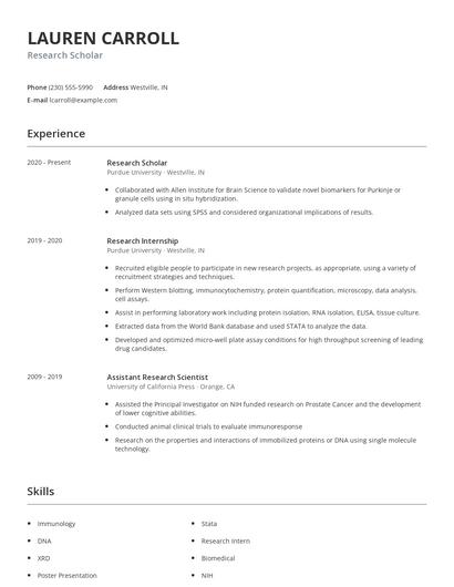 Research Scholar Resume