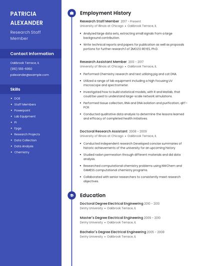 Research Staff Member Resume