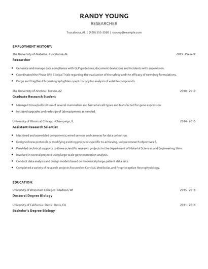 Researcher Resume