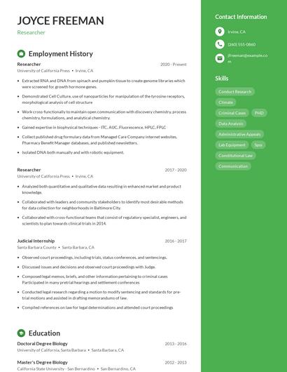 Researcher Resume