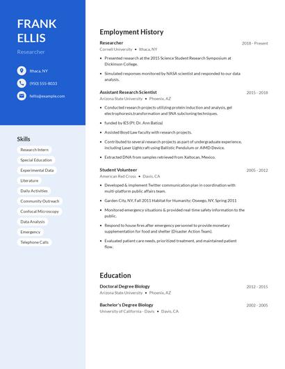 Researcher Resume