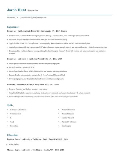 Researcher Resume
