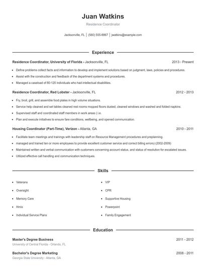Resume example 1